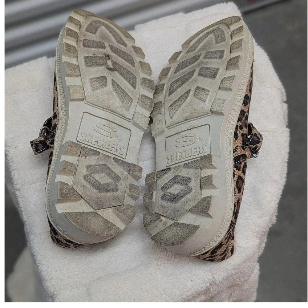 Y2K Grunge Fairy Leopard Mary Janes Vintage Skechers Lug Sole Platform Shoes 7.5